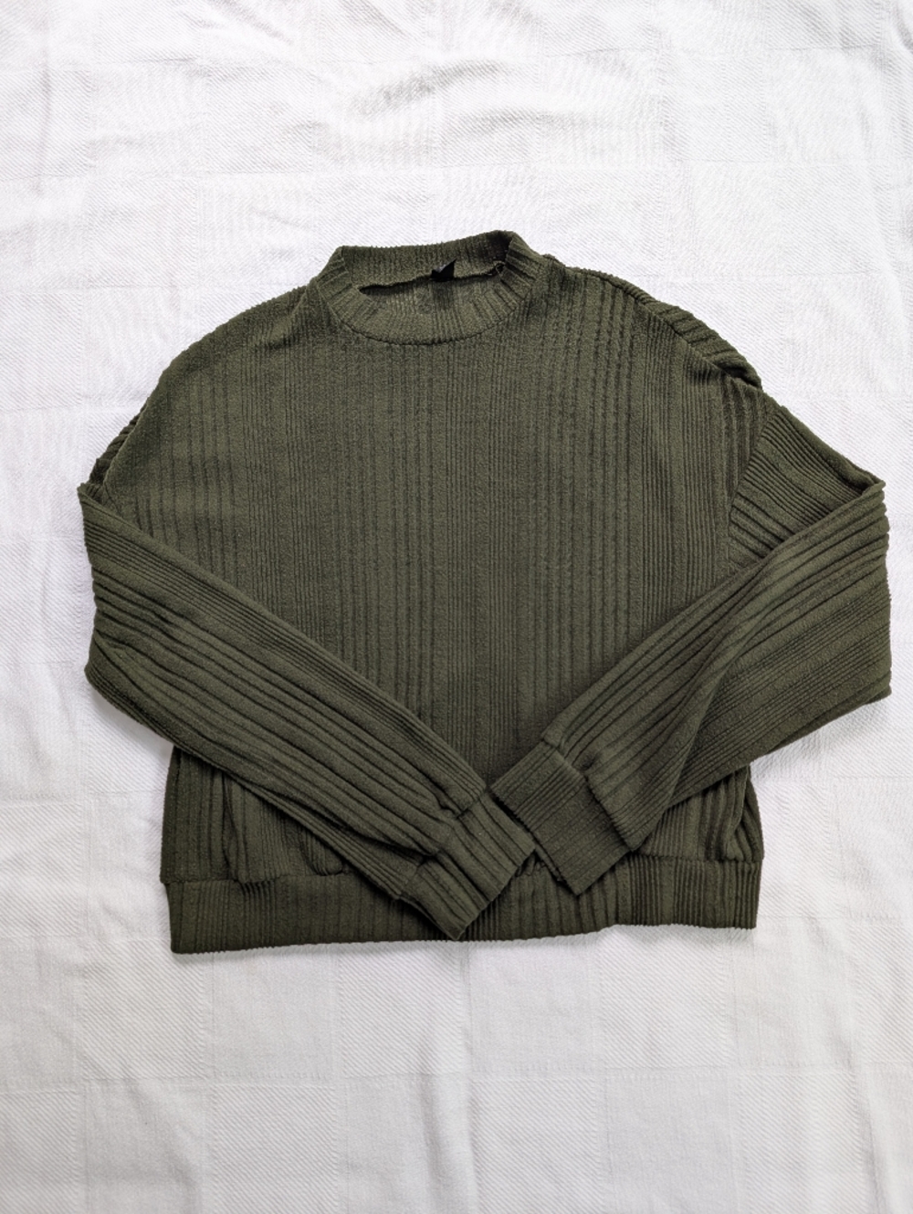 SHEIN Olive Green Ribbed Mock neck Sweater